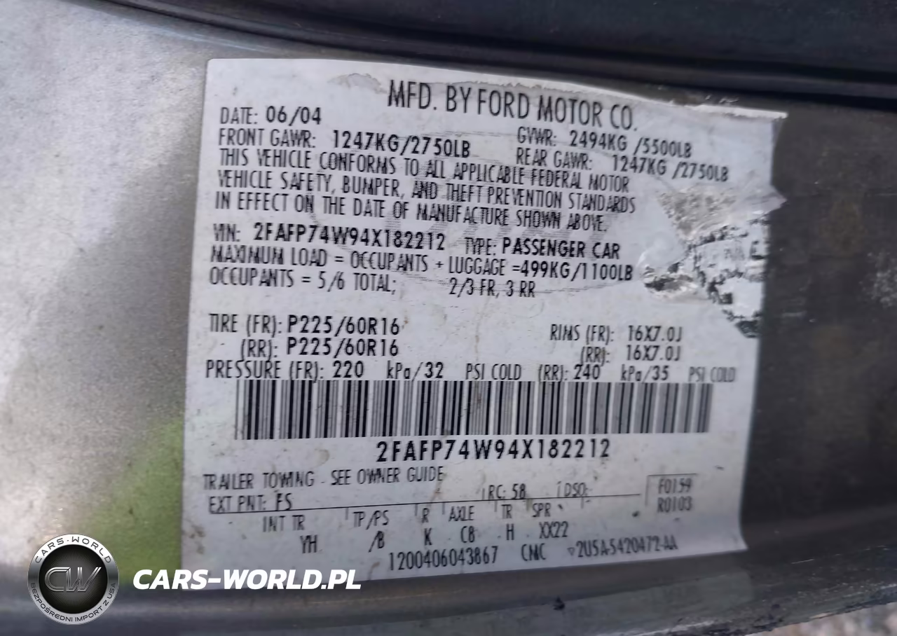 2004 Ford Crown Victoria Lx VIN:2FAFP74W94X182212 - 9