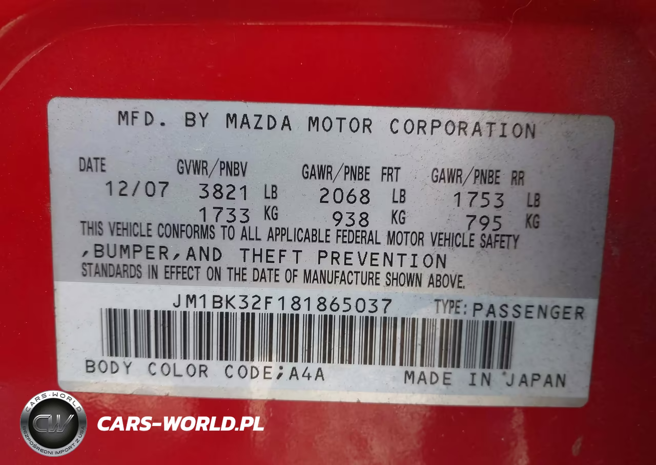 2008 Mazda Mazda3 I VIN:JM1BK32F181865037 - 9