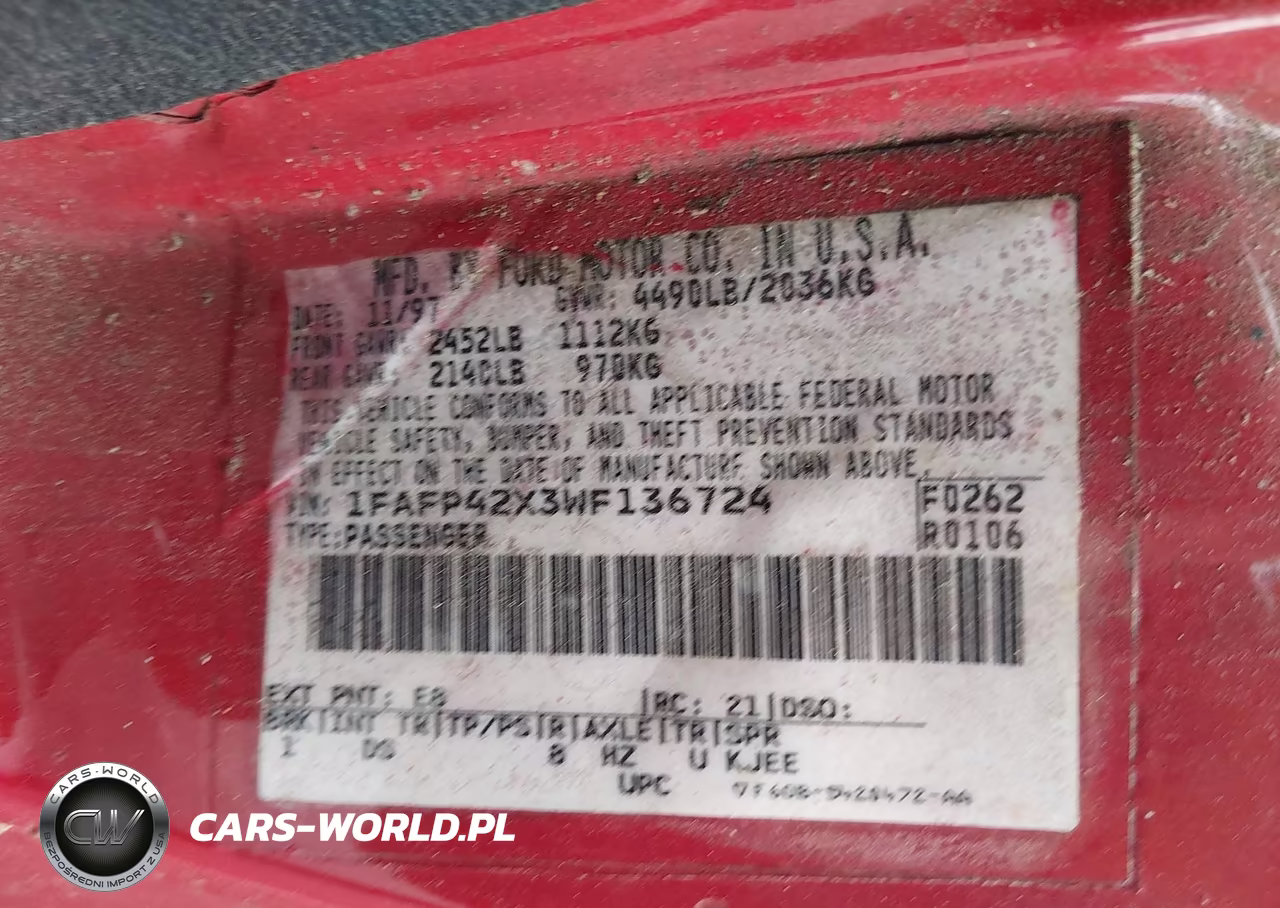 1998 Ford Mustang Gt VIN:1FAFP42X3WF136724 - 9