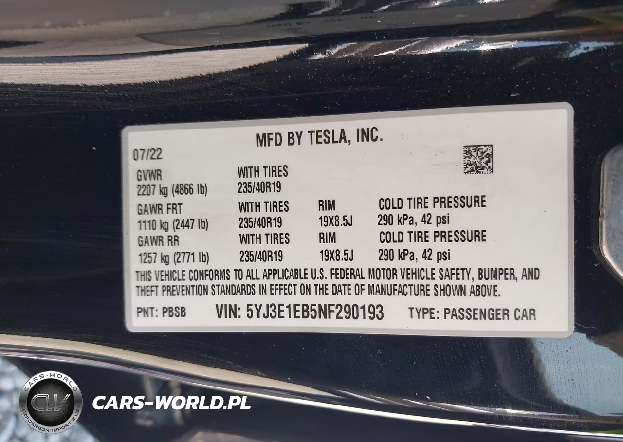 2022 Tesla Model 3 Long Range Dual Motor All-Wheel Drive VIN:5YJ3E1EB5NF290193 - 9
