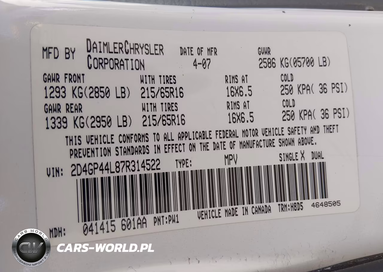 2007 Dodge Grand Caravan Sxt VIN:2D4GP44L87R314522 - 9