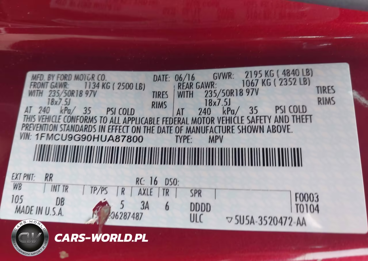 2017 Ford Escape Se VIN:1FMCU9G90HUA87800 - 9