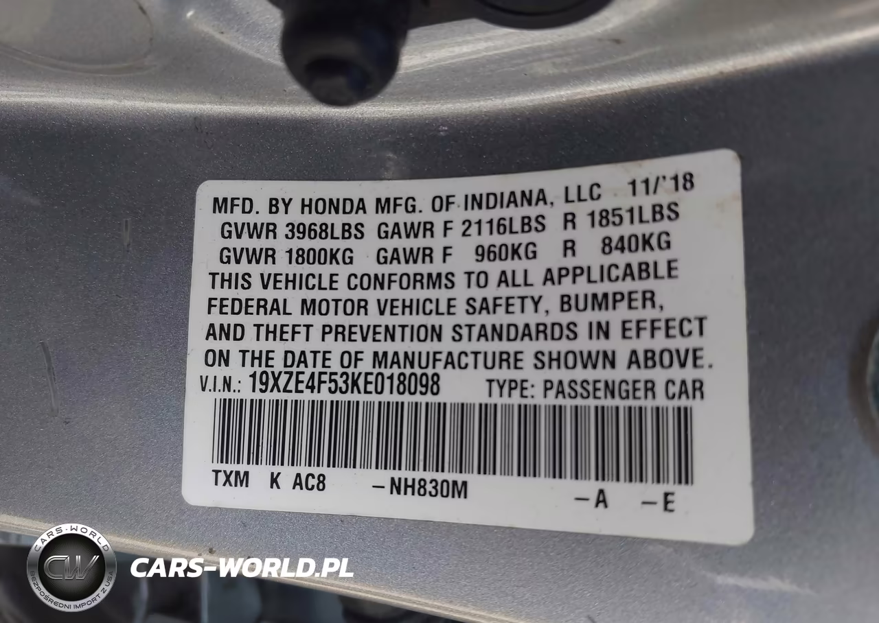 2019 Honda Insight Ex VIN:19XZE4F53KE018098 - 9