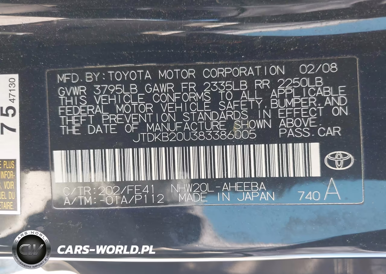 2008 Toyota Prius VIN:JTDKB20U383386005 - 9