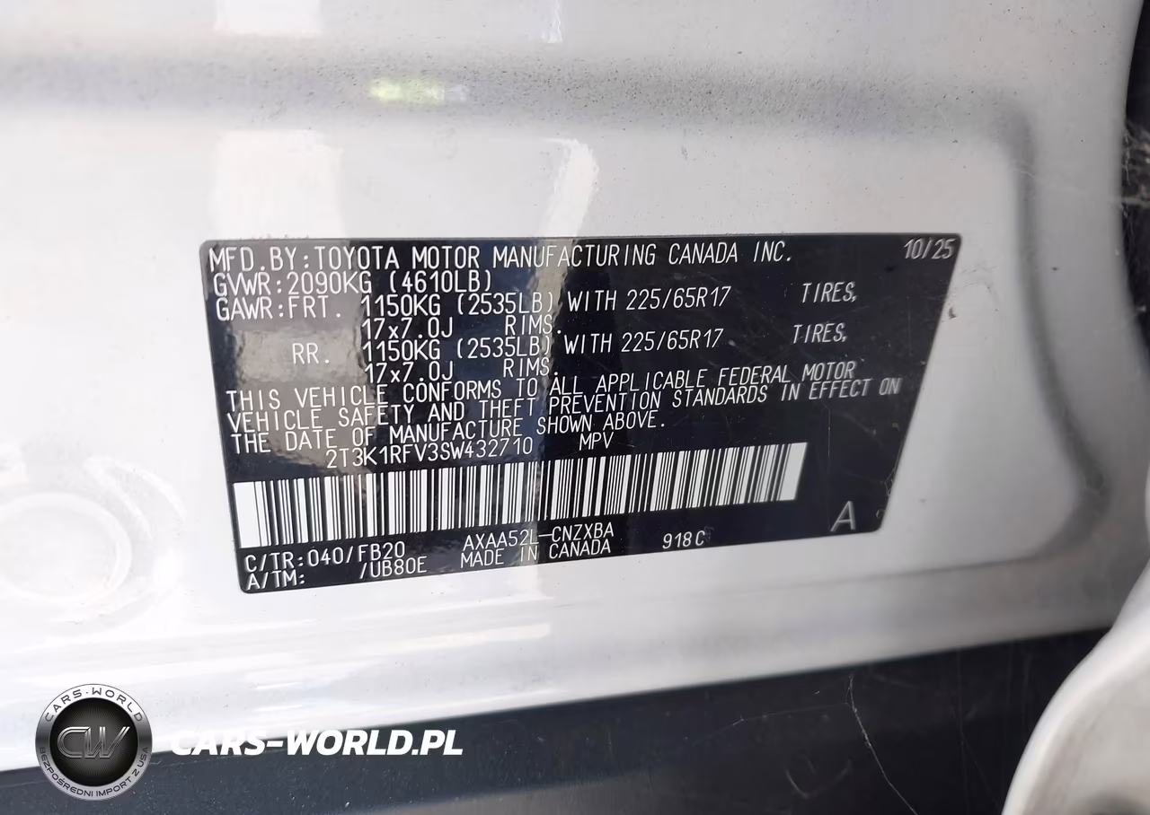 2025 Toyota Rav4 Le VIN:2T3K1RFV3SW432710 - 9