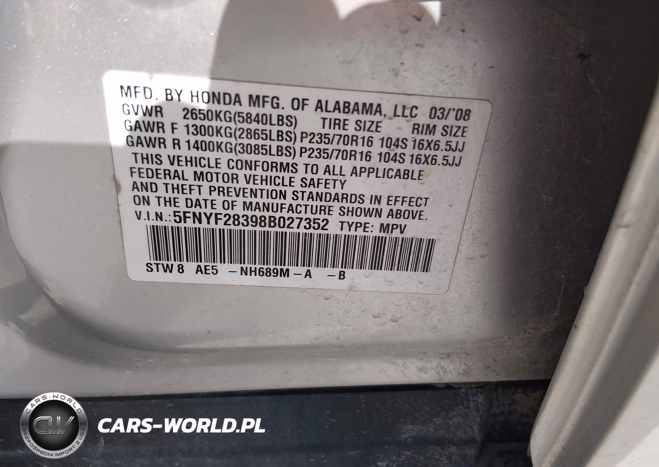 2008 Honda Pilot Se VIN:5FNYF28398B027352 - 9