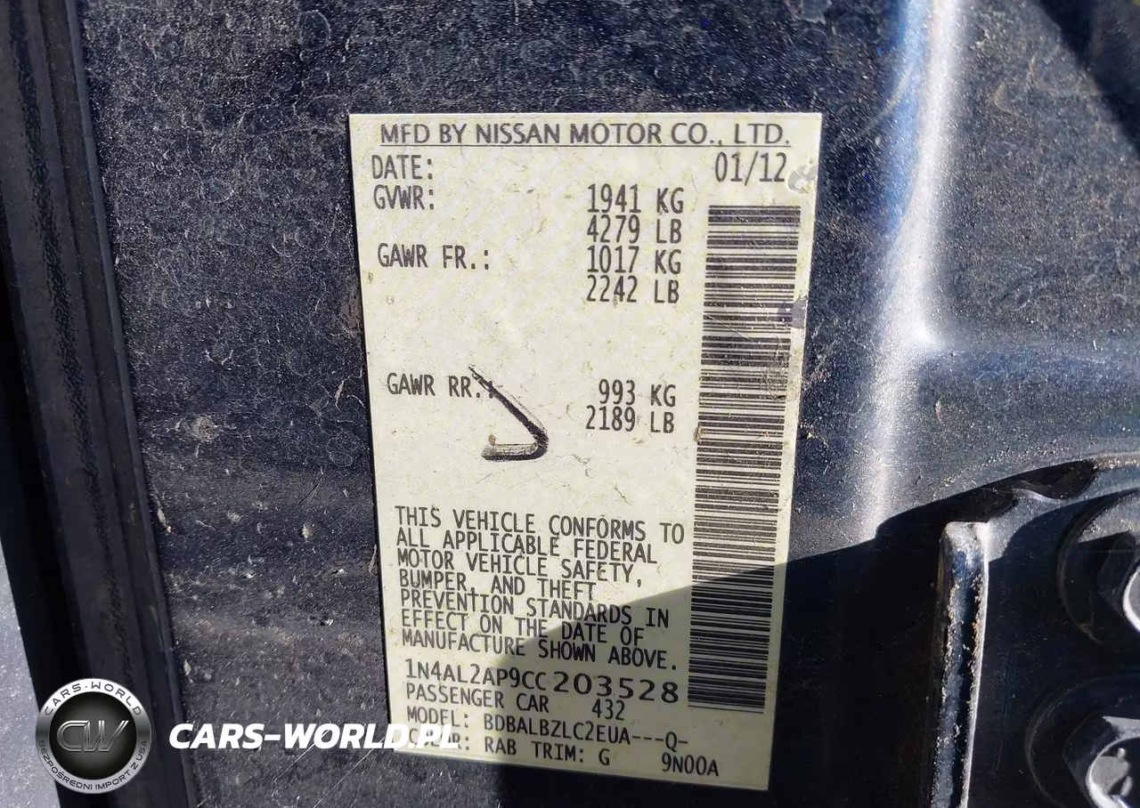 2012 Nissan Altima 2.5 S VIN:1N4AL2AP9CC203528 - 9