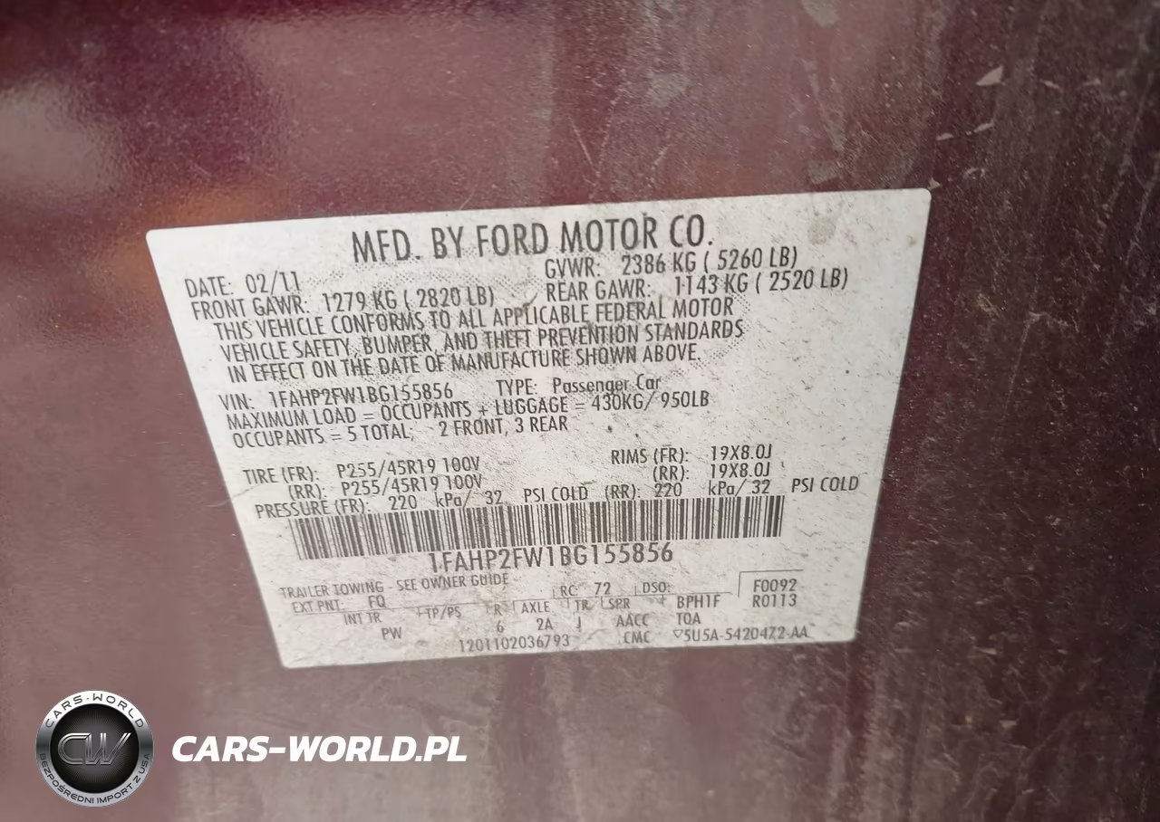 2011 Ford Taurus Limited VIN:1FAHP2FW1BG155856 - 9