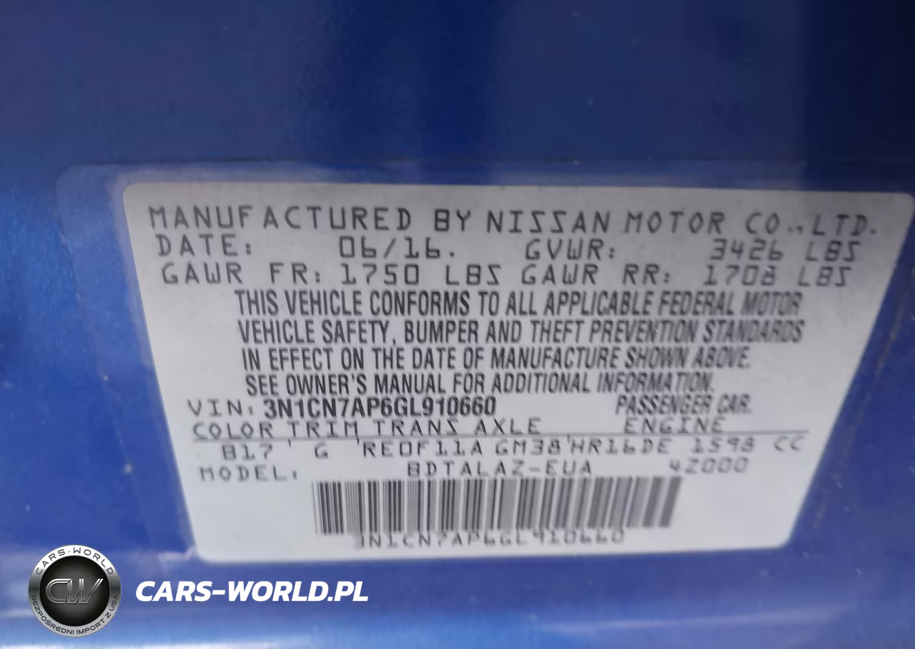 2016 Nissan Versa 1.6 S+ VIN:3N1CN7AP6GL910660 - 9