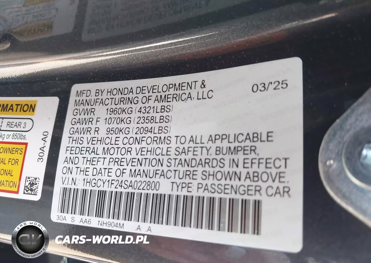 2025 Honda Accord Lx VIN:1HGCY1F24SA022800 - 9