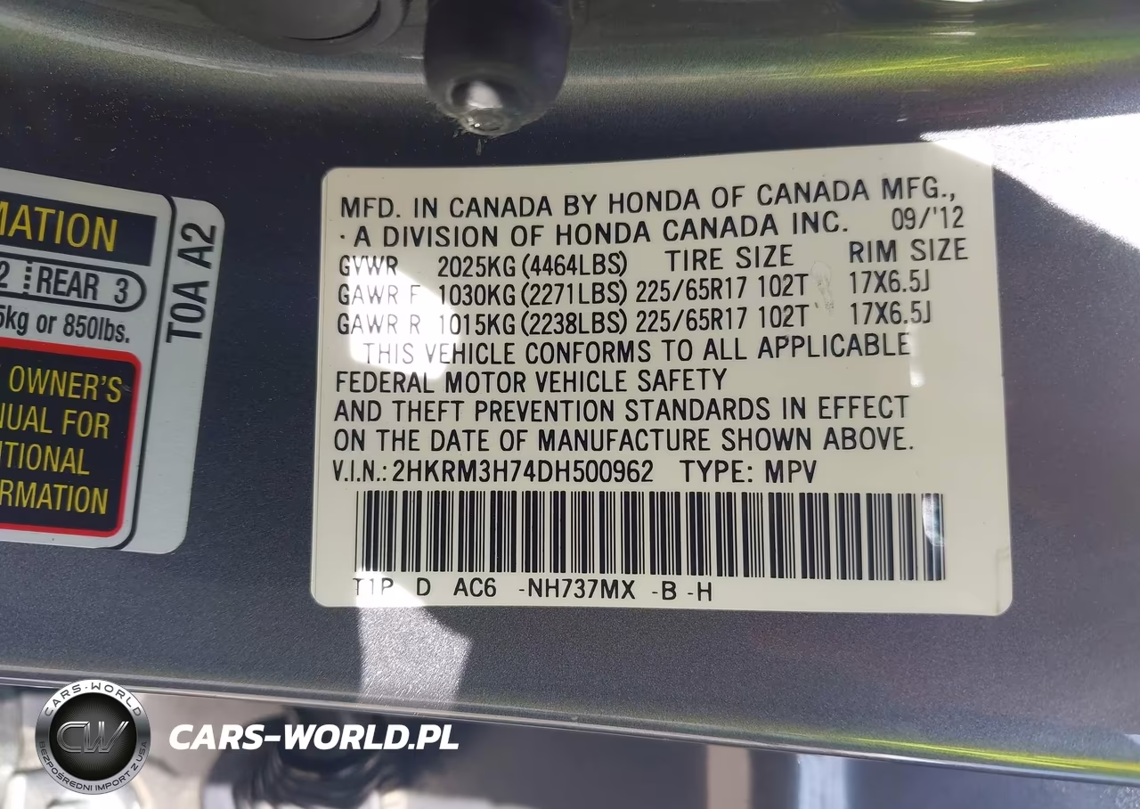 2013 Honda Cr-V Ex-L VIN:2HKRM3H74DH500962 - 9