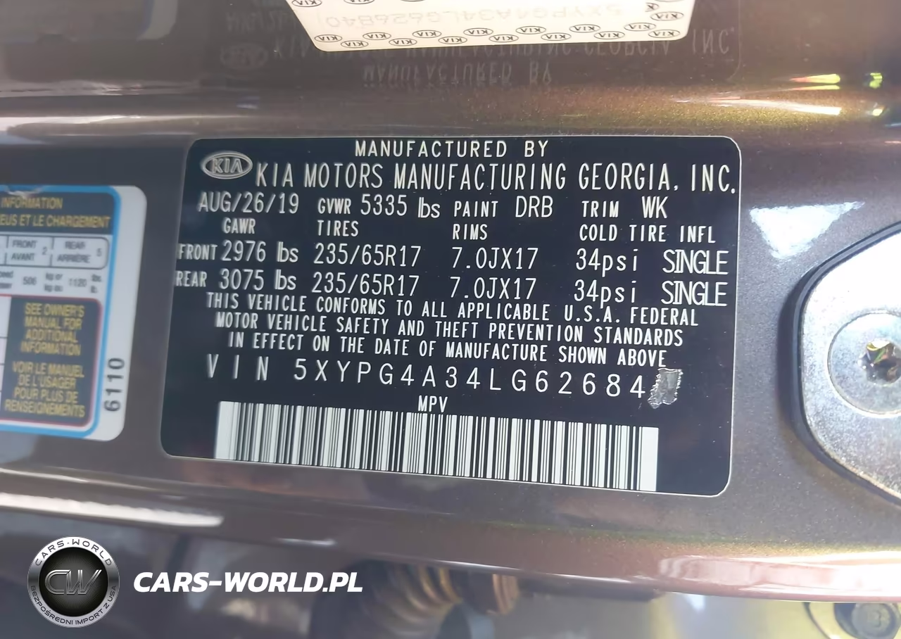 2020 Kia Sorento 2.4L Lx VIN:5XYPG4A34LG626840 - 9