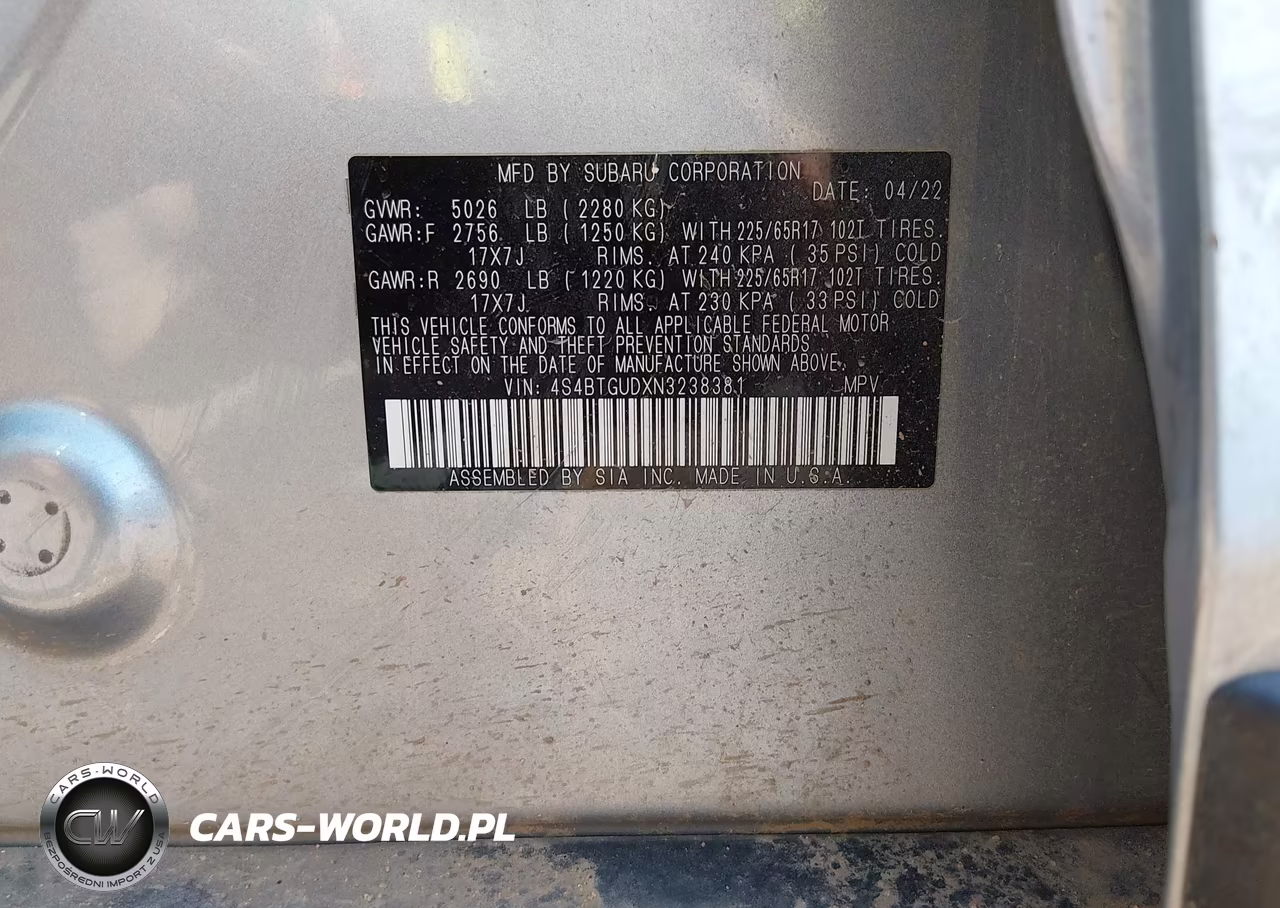 2022 Subaru Outback Wilderness VIN:4S4BTGUDXN3238381 - 9