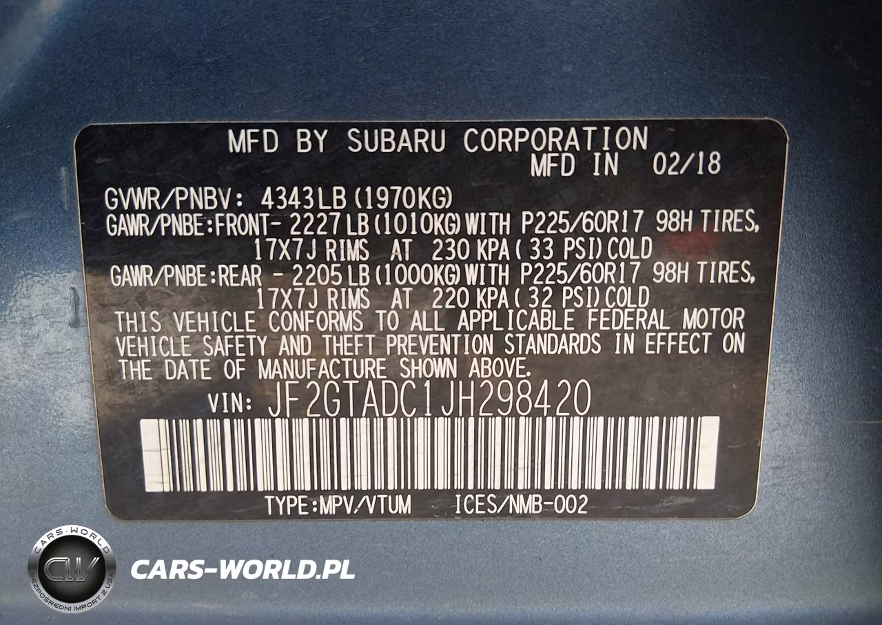 2018 Subaru Crosstrek 2.0I Premium VIN:JF2GTADC1JH298420 - 9