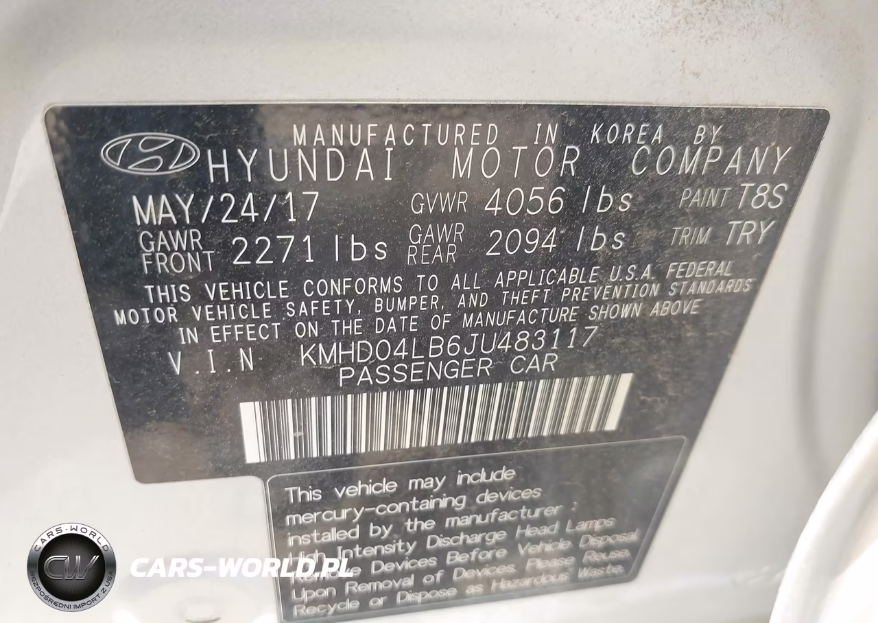 2018 Hyundai Elantra Sport VIN:KMHD04LB6JU483117 - 9