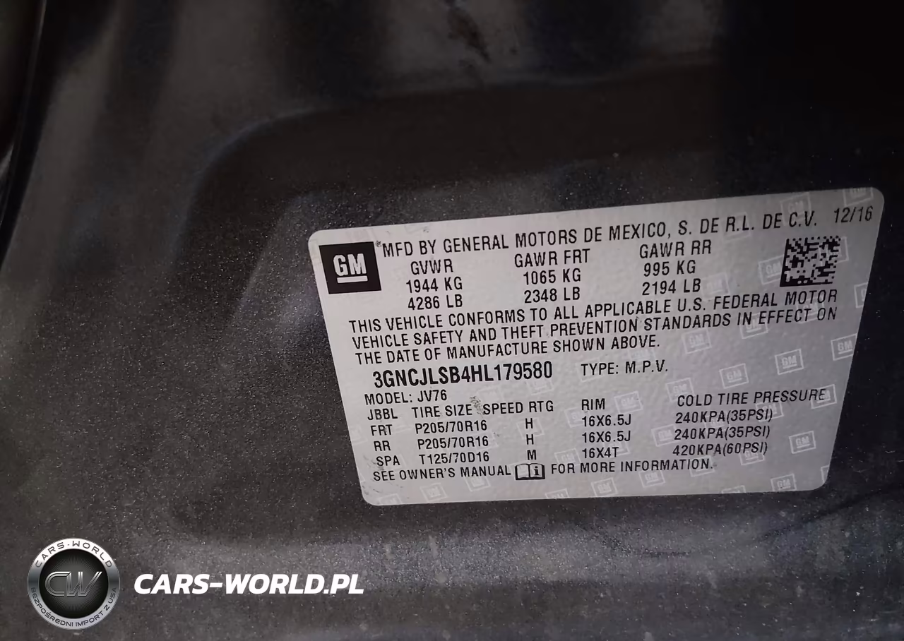 2017 Chevrolet Trax Lt VIN:3GNCJLSB4HL179580 - 9