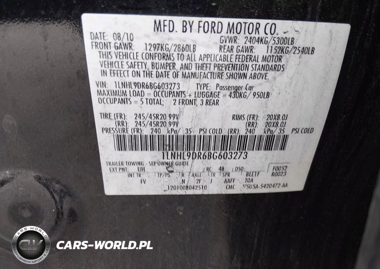 2011 Lincoln Mks VIN:1LNHL9DR6BG603273 - 9