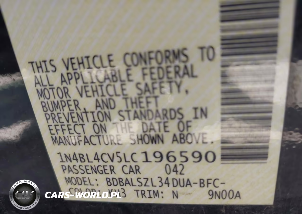 2020 Nissan Altima Sr Fwd VIN:1N4BL4CV5LC196590 - 9