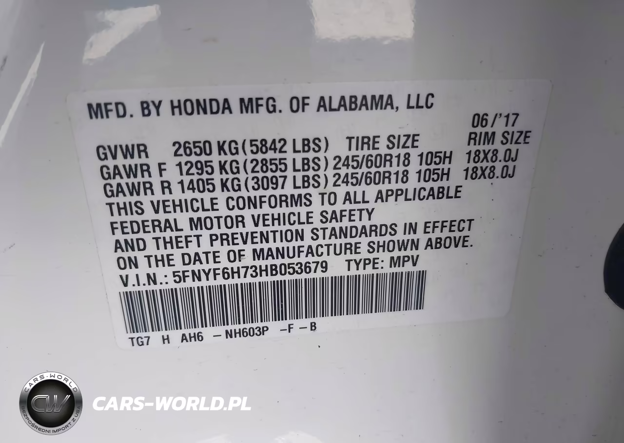2017 Honda Pilot Ex-L VIN:5FNYF6H73HB053679 - 9