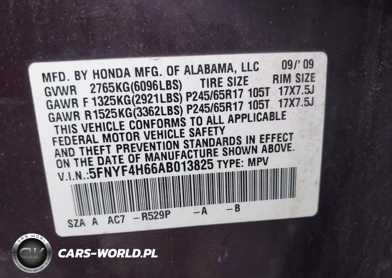 2010 Honda Pilot Ex-L VIN:5FNYF4H66AB013825 - 9