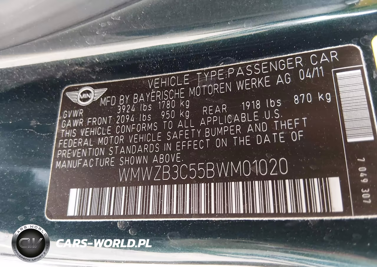 2011 Mini Cooper Countryman VIN:WMWZB3C55BWM01020 - 9