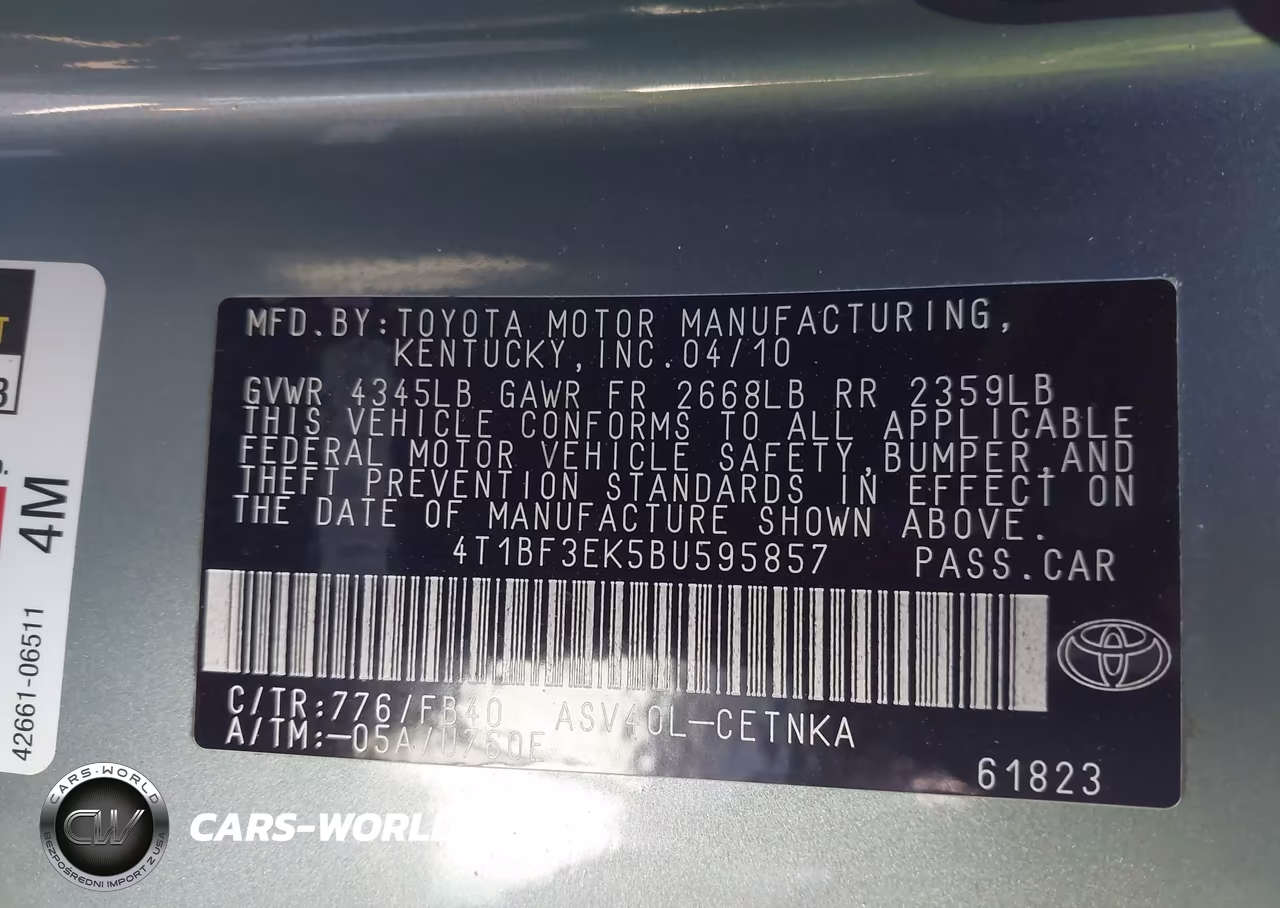 2011 Toyota Camry Le VIN:4T1BF3EK5BU595857 - 9
