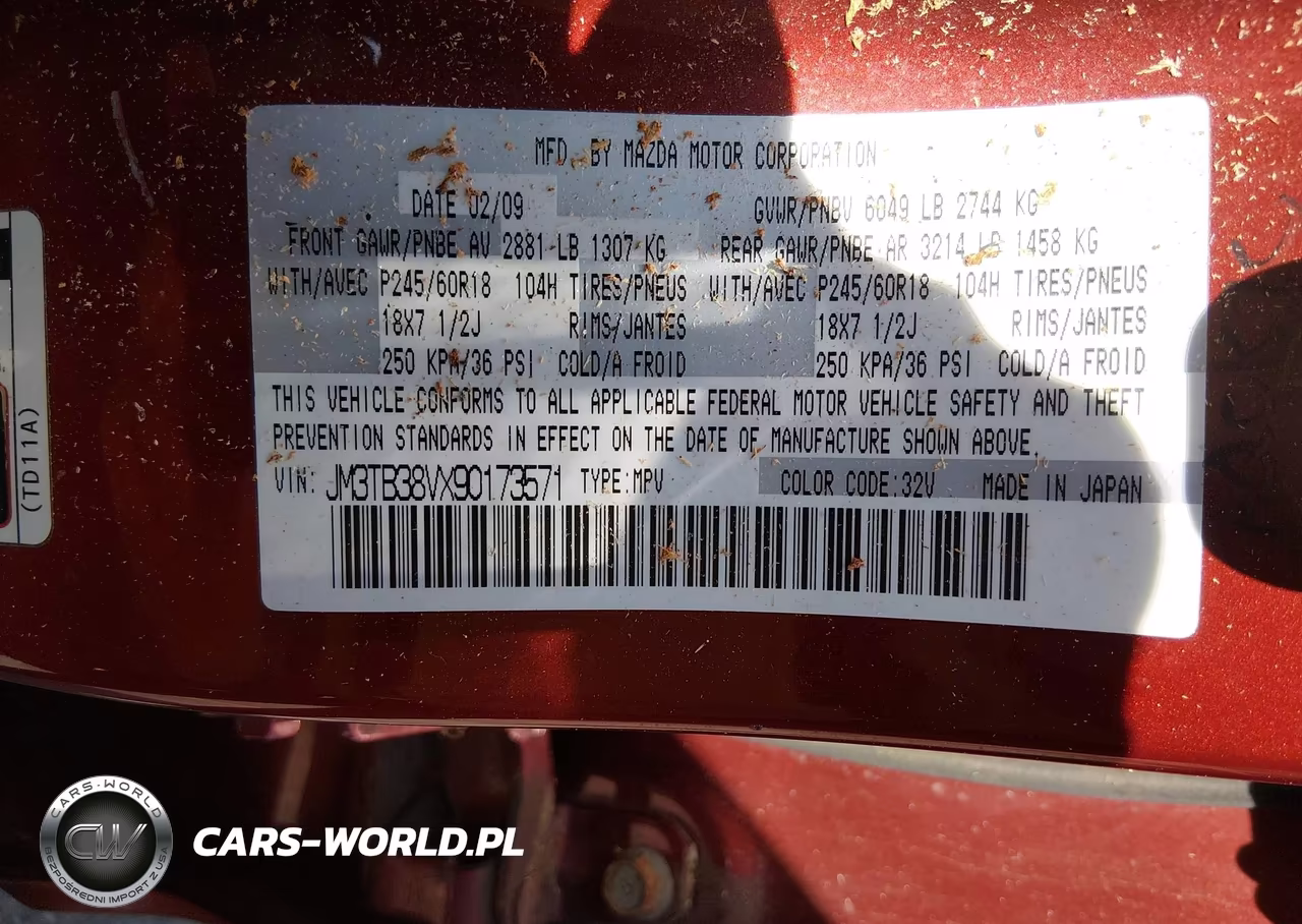 2009 Mazda Cx-9 Sport VIN:JM3TB38VX90173571 - 9