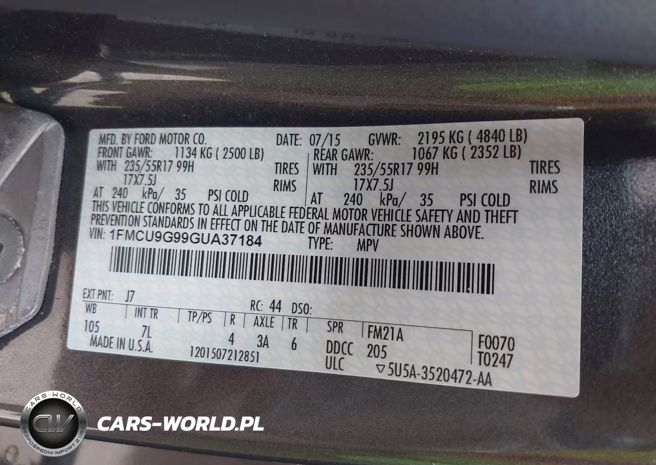 2016 Ford Escape Se VIN:1FMCU9G99GUA37184 - 9