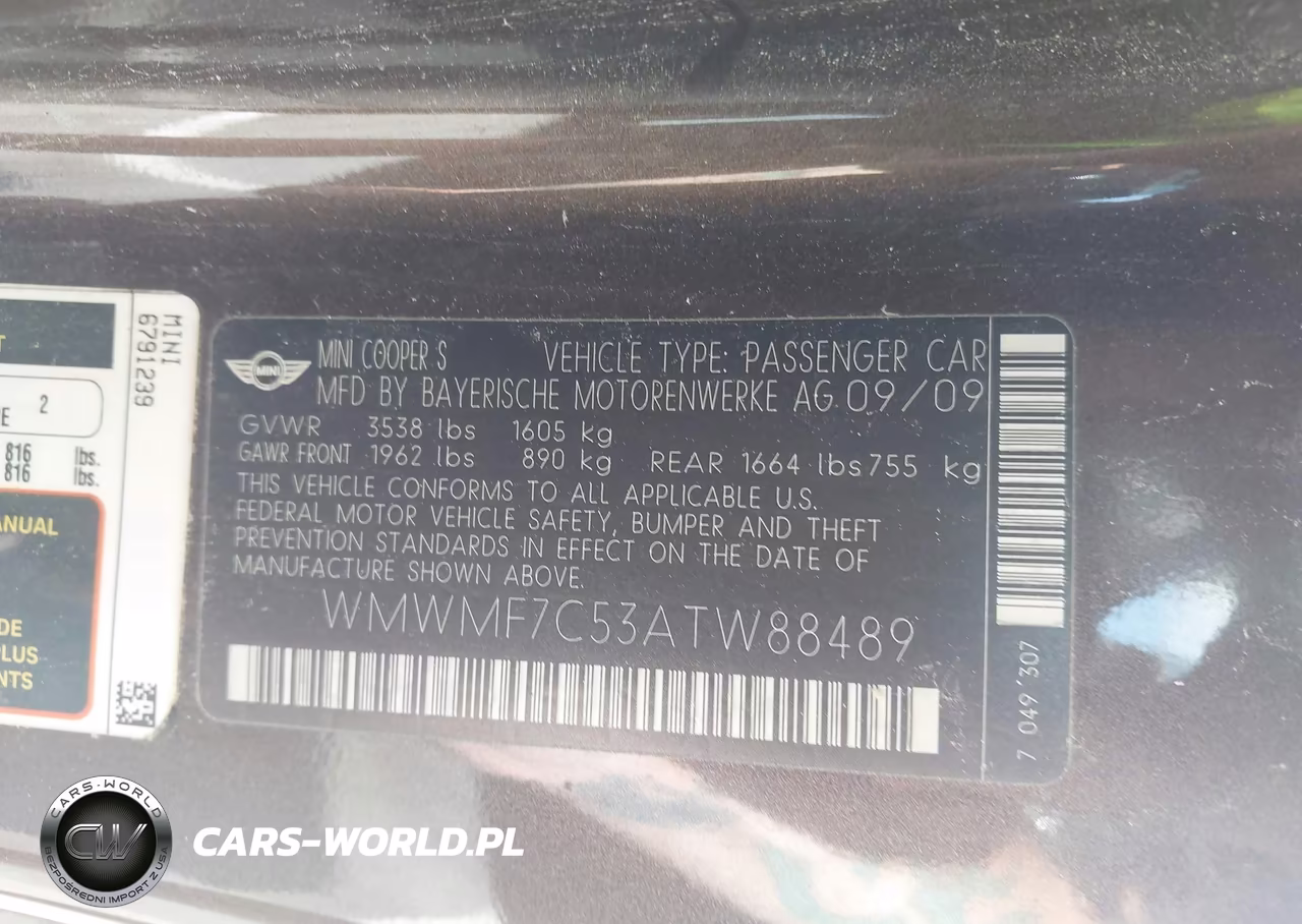 2010 Mini Cooper S VIN:WMWMF7C53ATW88489 - 9