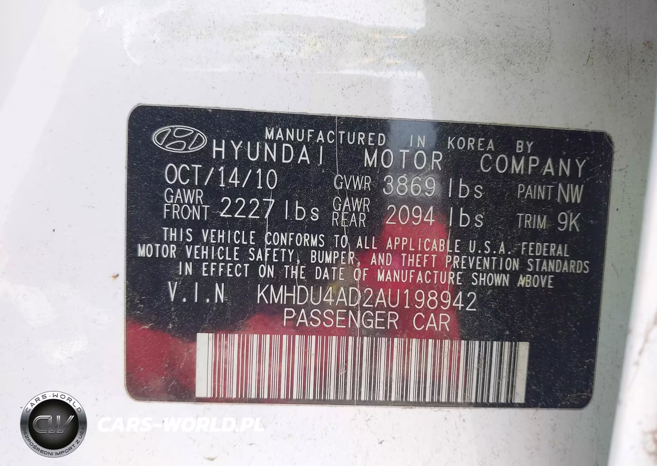 2010 Hyundai Elantra Gls VIN:KMHDU4AD2AU198942 - 9