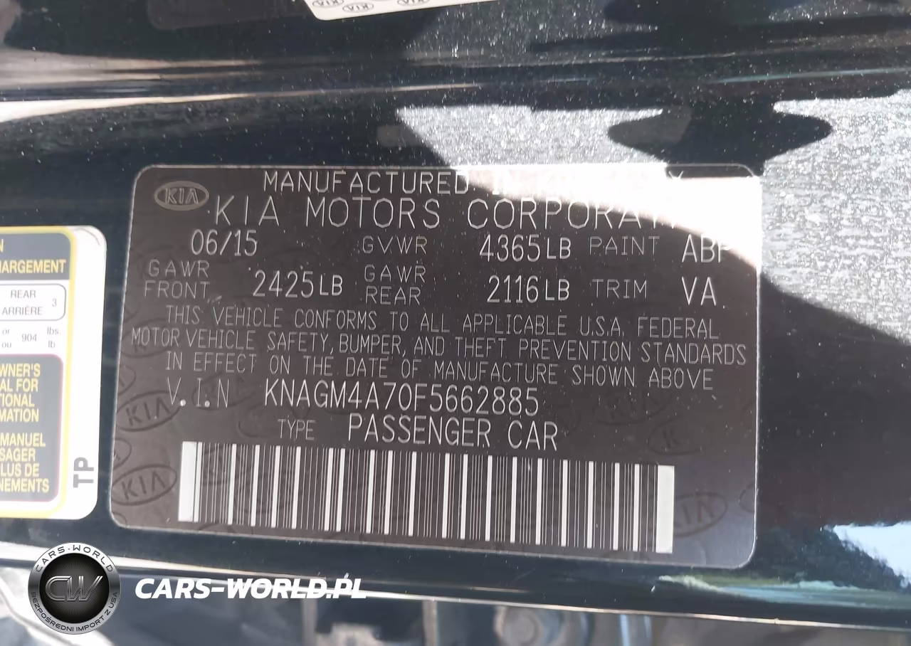 2015 Kia Optima Lx VIN:KNAGM4A70F5662885 - 9