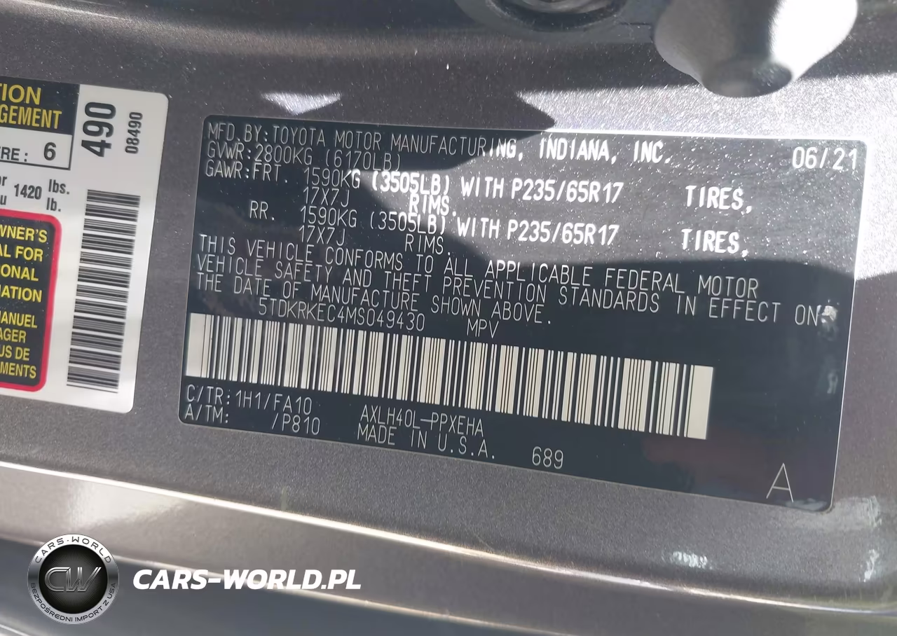 2021 Toyota Sienna Le VIN:5TDKRKEC4MS049430 - 9