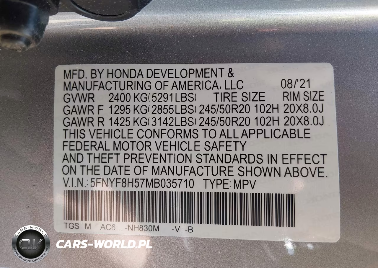 2021 Honda Passport Awd Ex-L VIN:5FNYF8H57MB035710 - 9