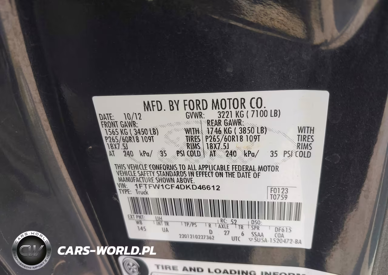 2013 Ford F-150 Xlt VIN:1FTFW1CF4DKD46612 - 9