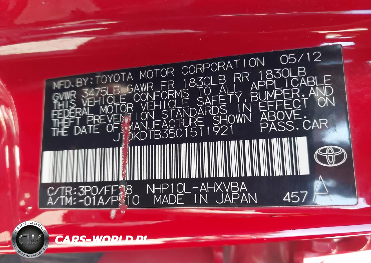 2012 Toyota Prius C Two VIN:JTDKDTB35C1511921 - 9