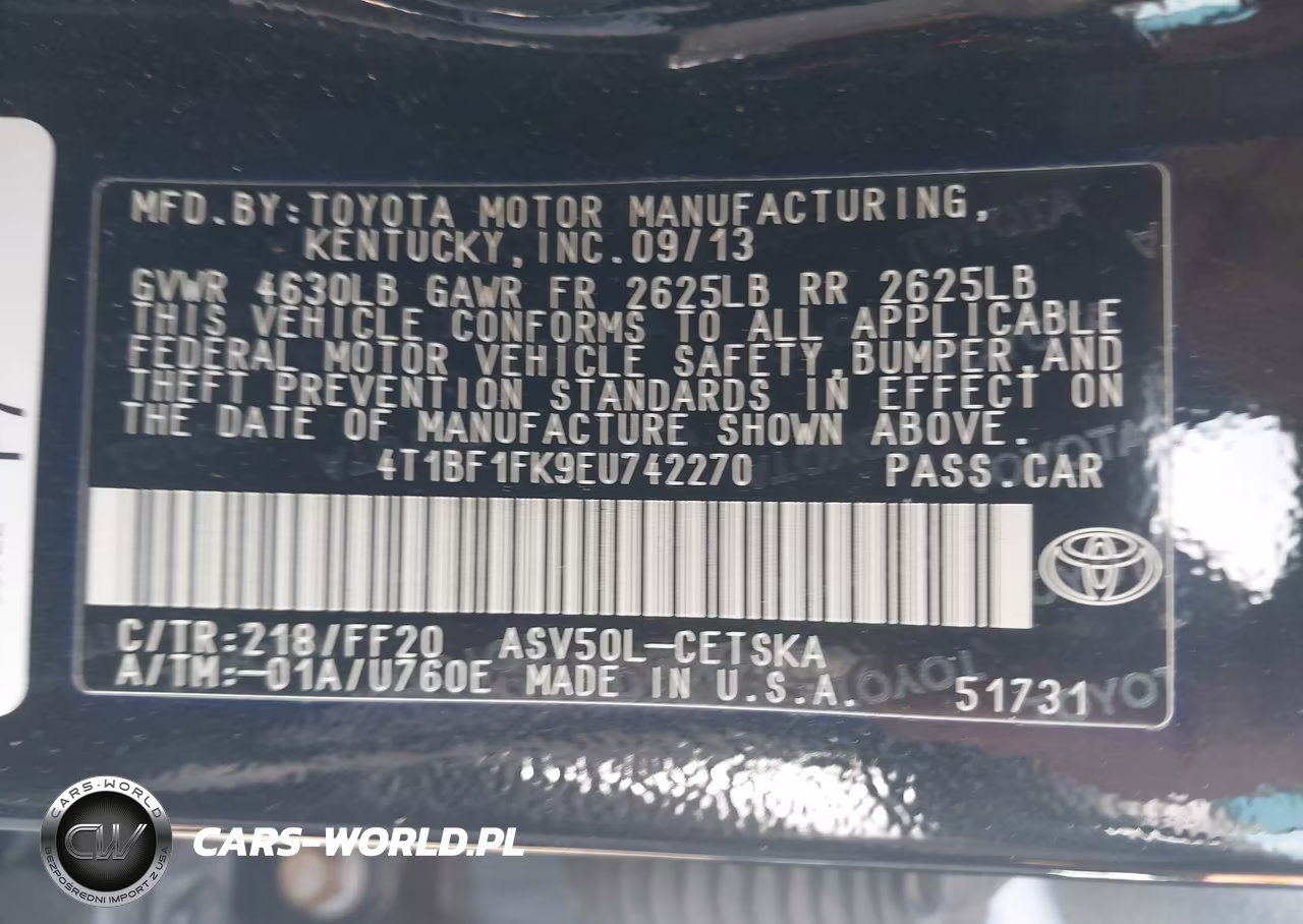 2014 Toyota Camry Se VIN:4T1BF1FK9EU742270 - 9