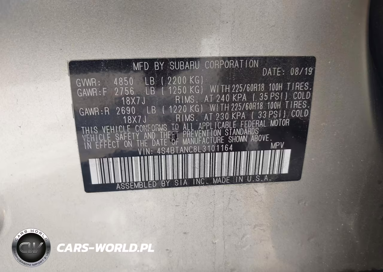 2020 Subaru Outback Limited VIN:4S4BTANC8L3101164 - 9