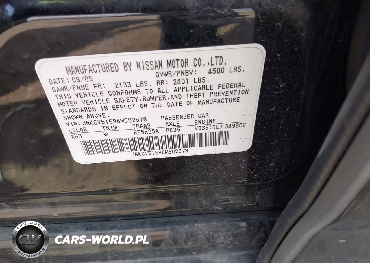 2006 Infiniti G35 VIN:JNKCV51E96M502978 - 8