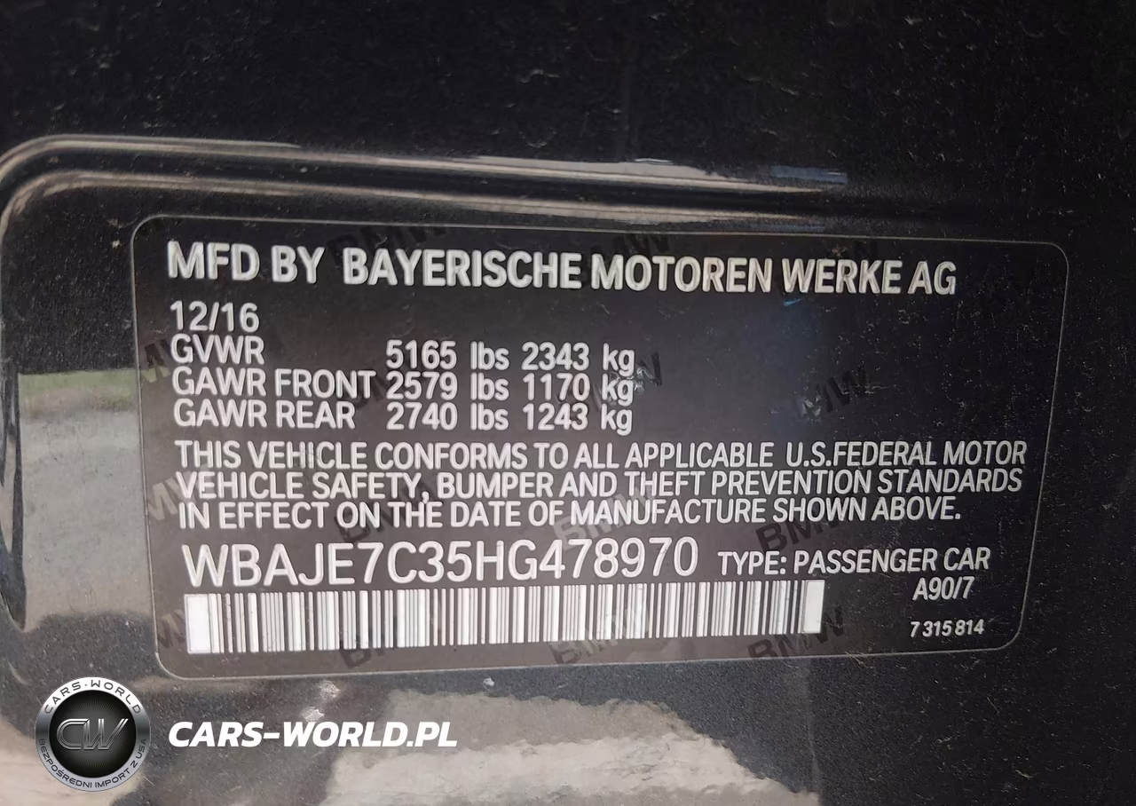 2017 BMW 540I xDrive VIN:WBAJE7C35HG478970 - 9