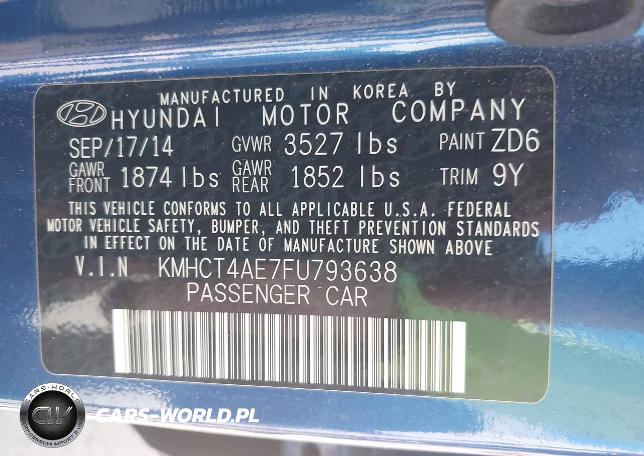 2015 Hyundai Accent Gls VIN:KMHCT4AE7FU793638 - 9