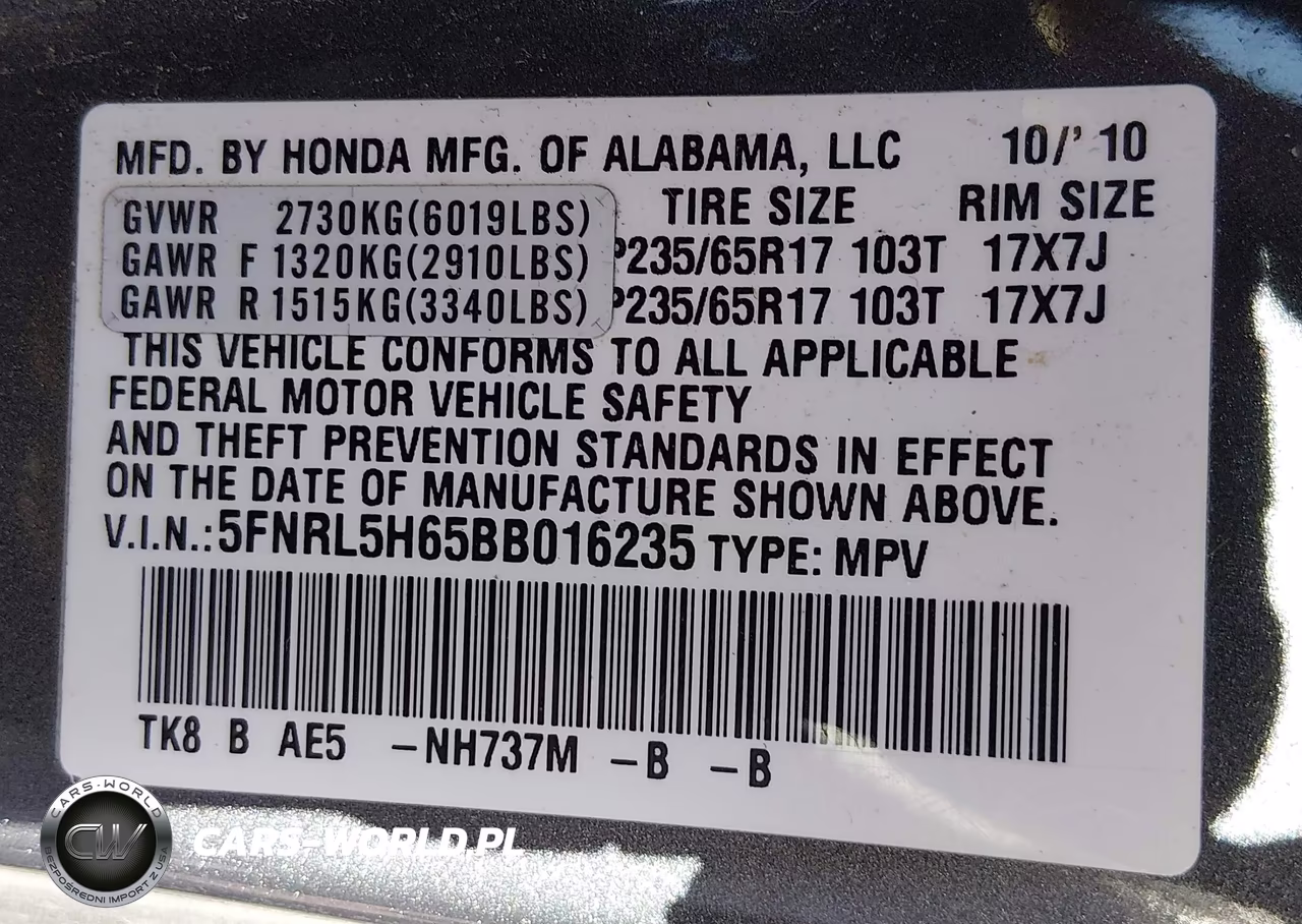 2011 Honda Odyssey Ex-L VIN:5FNRL5H65BB016235 - 9