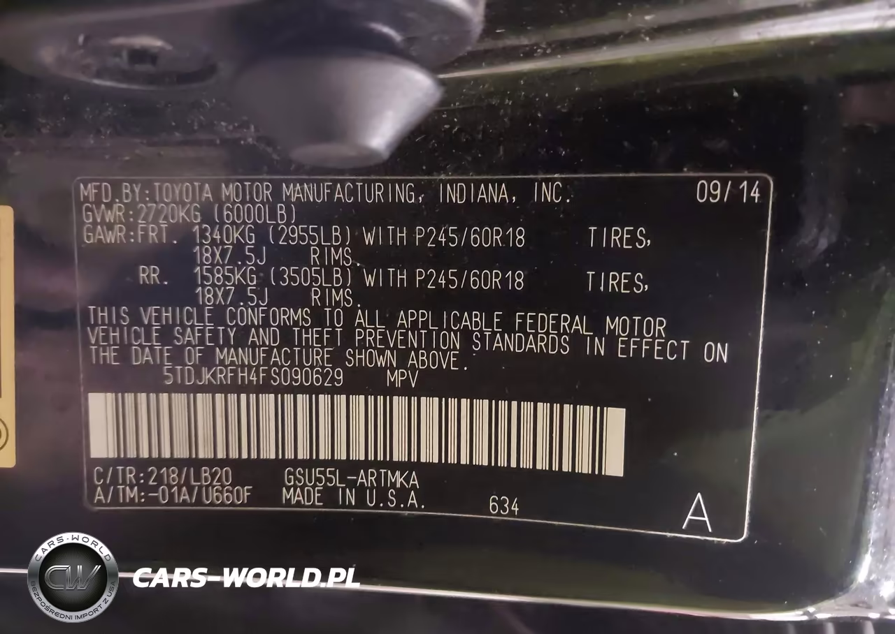 2015 Toyota Highlander Xle V6 VIN:5TDJKRFH4FS090629 - 9