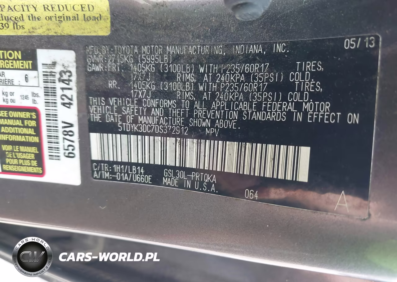 2013 Toyota Sienna Xle V6 8 Passenger VIN:5TDYK3DC7DS372912 - 9