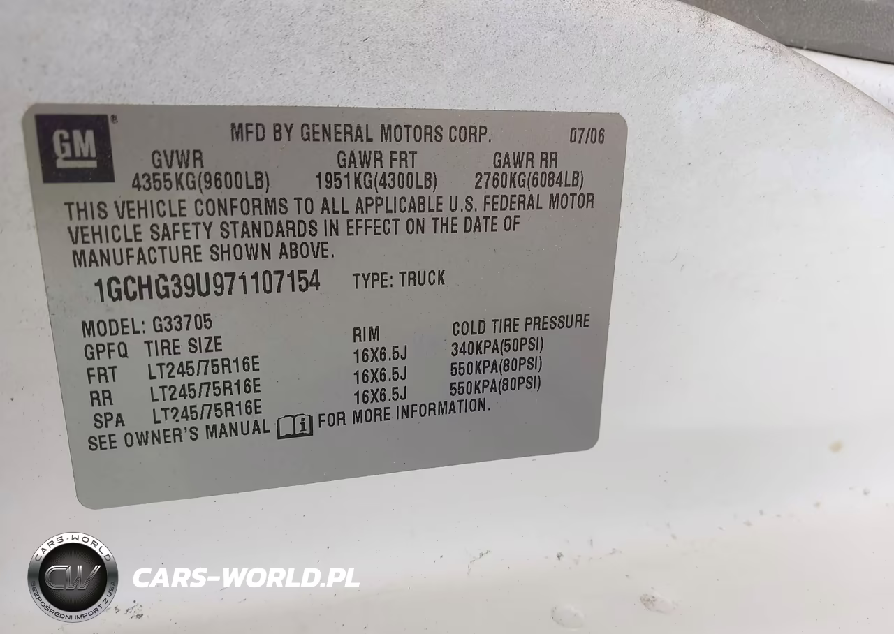 2007 Chevrolet Express Work Van VIN:1GCHG39U971107154 - 9