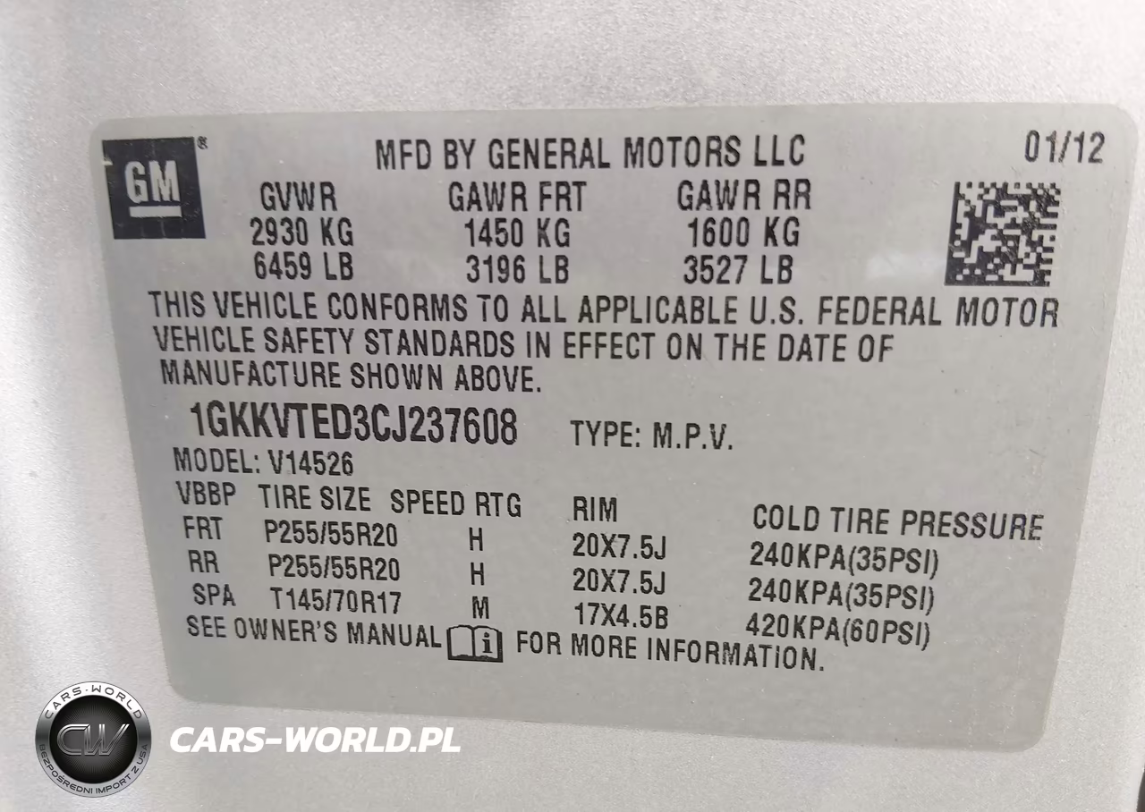 2012 GMC Acadia Denali VIN:1GKKVTED3CJ237608 - 9