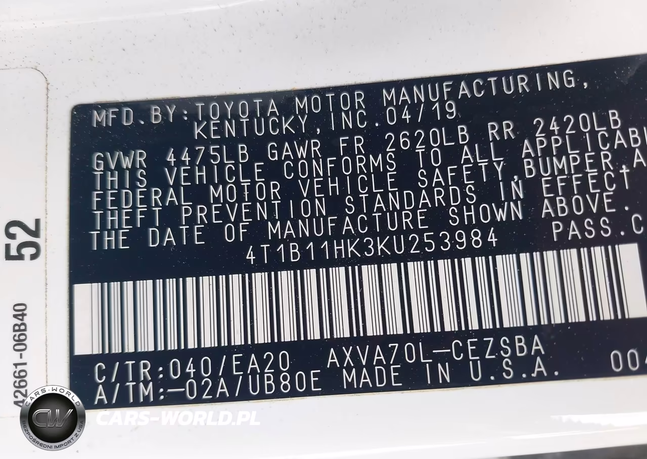 2019 Toyota Camry Se VIN:4T1B11HK3KU253984 - 9