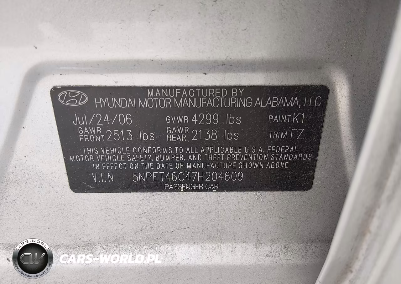 2007 Hyundai Sonata Gls-Gls W-Xm VIN:5NPET46C47H204609 - 9