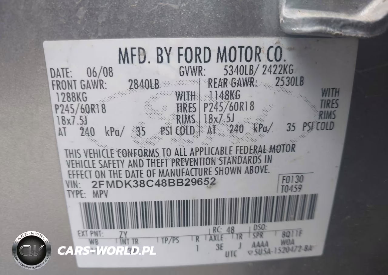 2008 Ford Edge Sel VIN:2FMDK38C48BB29652 - 9