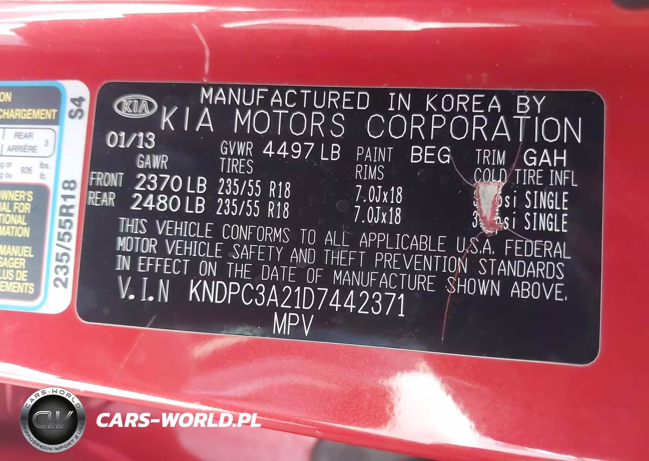 2013 Kia Sportage Ex VIN:KNDPC3A21D7442371 - 9