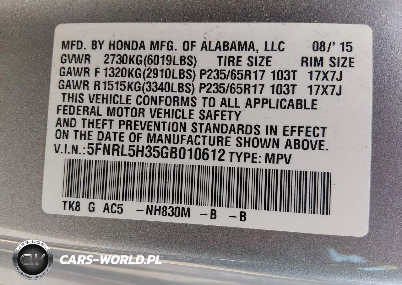 2016 Honda Odyssey Se VIN:5FNRL5H35GB010612 - 9